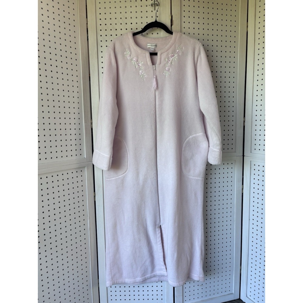 Miss Elaine Plush Fleece Zip Robe Housecoat Light Pink Women's Lg